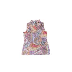 Banana Republic Women's Sleeveless Paisley Print Cowl Neck Blouse Top Size S‎